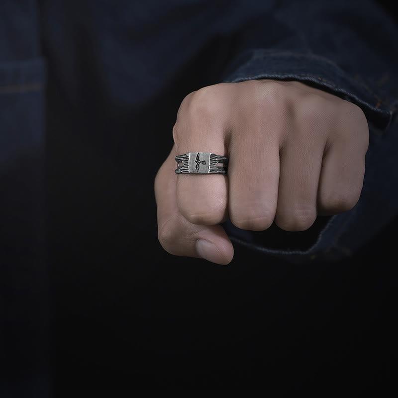 WorldNorse Handcrafted 999 Silver Raven Silhouette Antiqued Ring - image 5