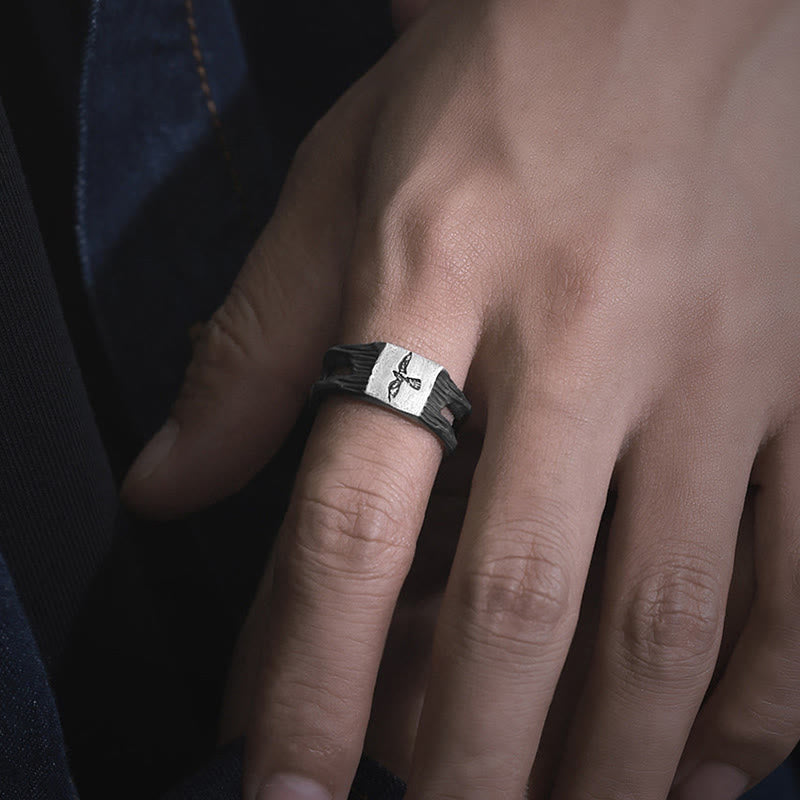 WorldNorse Handcrafted 999 Silver Raven Silhouette Antiqued Ring - image 1