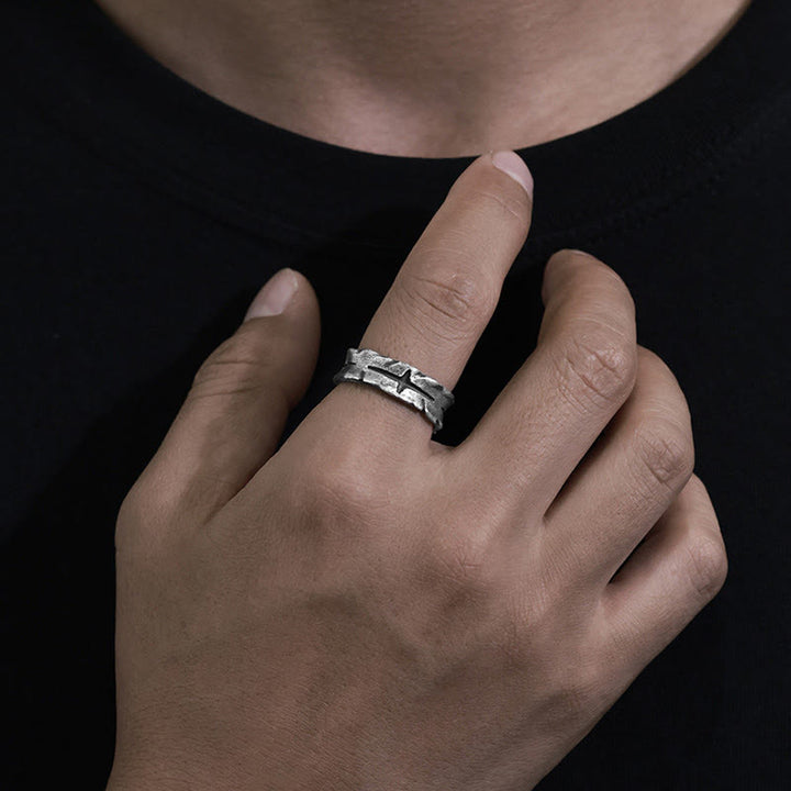 WorldNorse Handcrafted 999 Silver Textured Cross Slit Ring - image 1