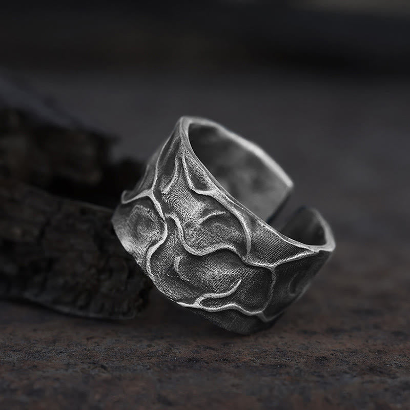 WorldNorse Handcrafted 999 Silver Organic Pattern Antiqued Ring - Large - image 0