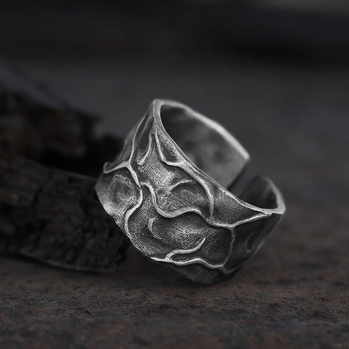 WorldNorse Handcrafted 999 Silver Organic Pattern Antiqued Ring - Large - image 0