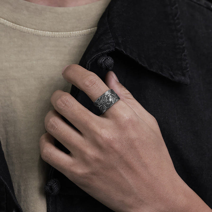 WorldNorse Handcrafted 999 Silver Organic Pattern Antiqued Ring - image 1