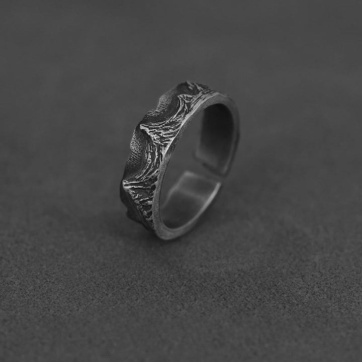WorldNorse Handcrafted 999 Silver Mountain Wave Textured Ring - image 3