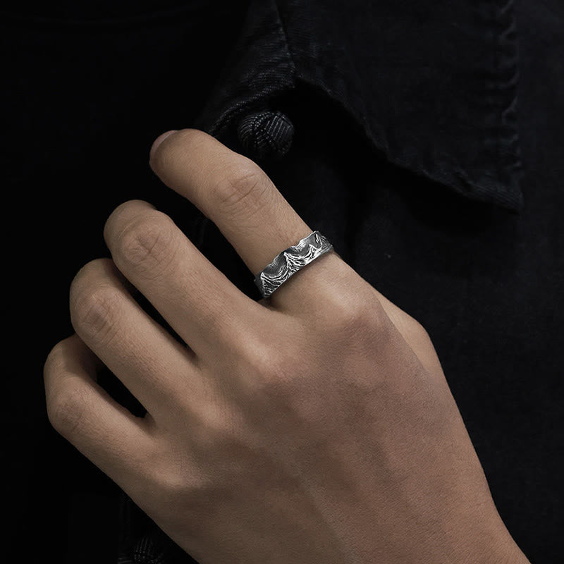 WorldNorse Handcrafted 999 Silver Mountain Wave Textured Ring - image 1