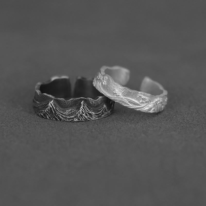WorldNorse Handcrafted 999 Silver Mountain Wave Textured Ring - image 5