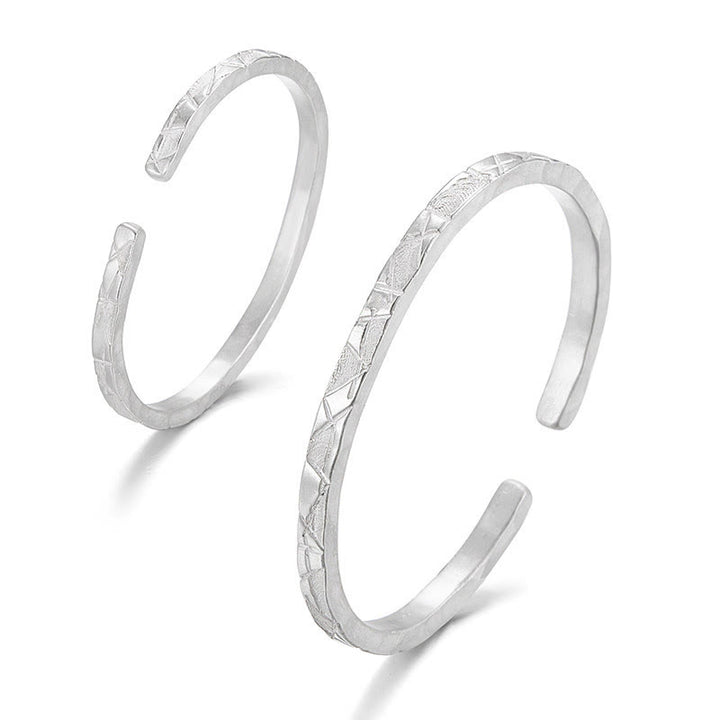WorldNorse Handcrafted 999 Silver Geometric Textured Cuff Bracelet - image 4