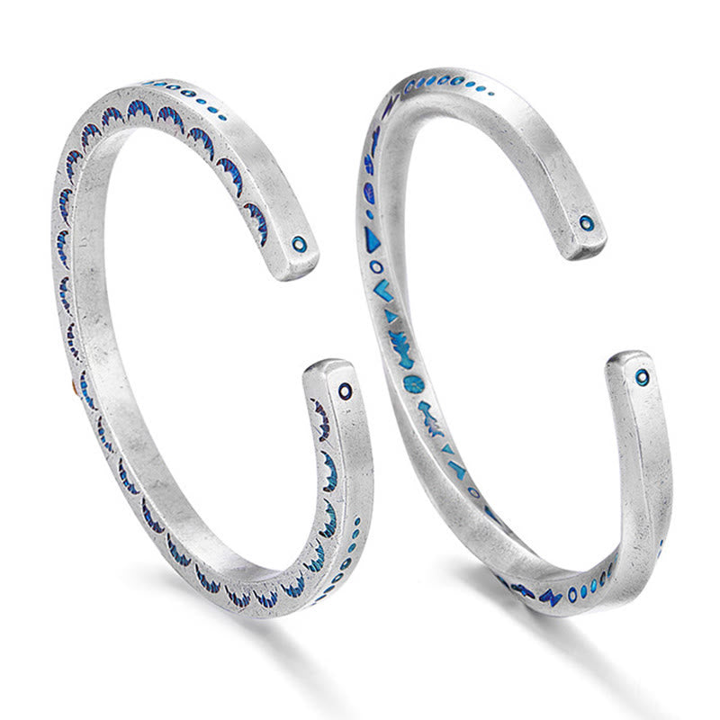 WorldNorse Handcrafted 999 Silver Enamel Rune Cuff Bracelet - image 7