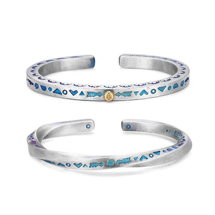 WorldNorse Handcrafted 999 Silver Enamel Rune Cuff Bracelet - image 8