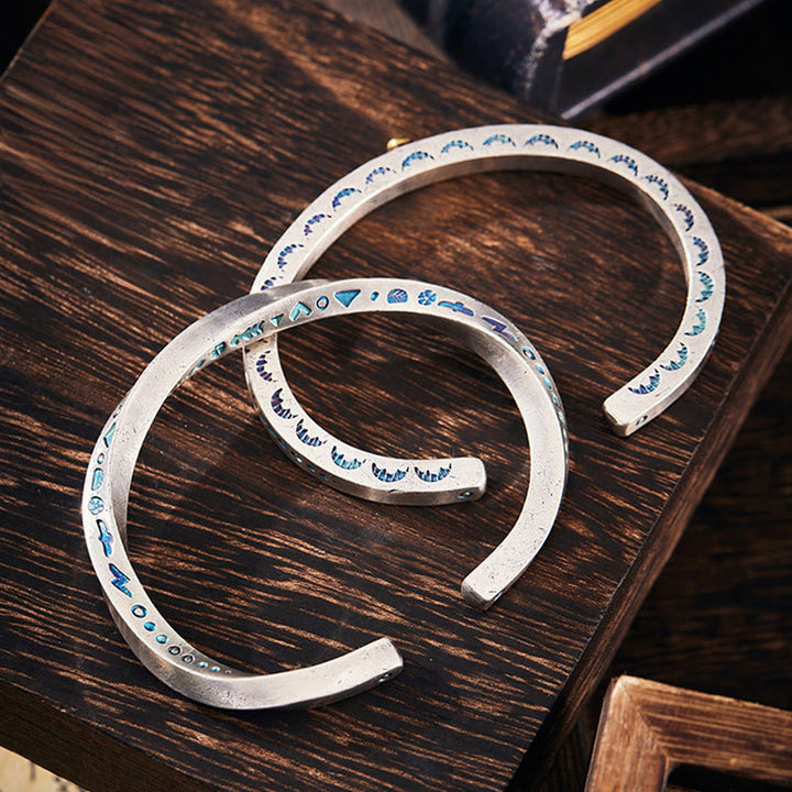 WorldNorse Handcrafted 999 Silver Enamel Rune Cuff Bracelet - image 4