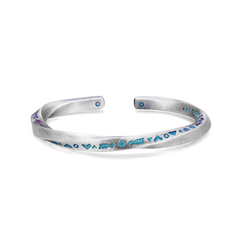 WorldNorse Handcrafted 999 Silver Enamel Rune Cuff Bracelet - Style#B - Inner Circumference 19 cm - image 3