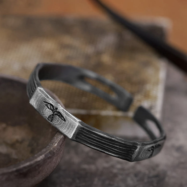 WorldNorse Handcrafted 999 Silver Viking Raven Emblem Linear Bracelet - image 3