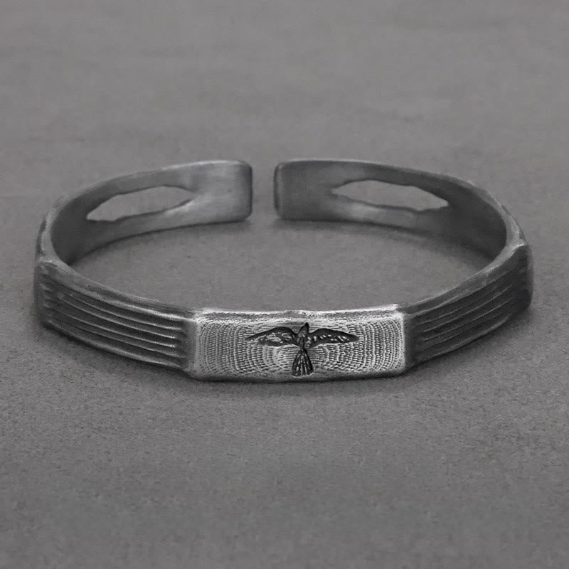 WorldNorse Handcrafted 999 Silver Viking Raven Emblem Linear Bracelet - image 5