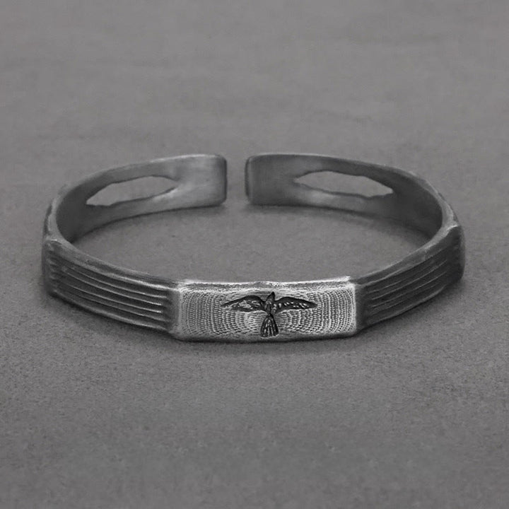 WorldNorse Handcrafted 999 Silver Viking Raven Emblem Linear Bracelet - image 4