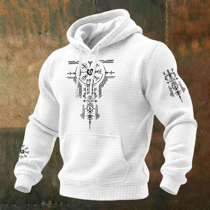 WorldNorse Norse Rune Compass Waffle Hoodie - White - US/UK/AU48，EU58 (4XL) - image 2