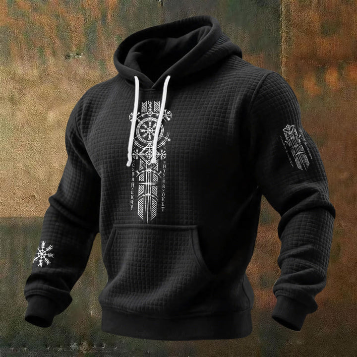 WorldNorse Viking Helm of Awe Staff Waffle Hoodie - Black - US/UK/AU48，EU58 (4XL) - image 0