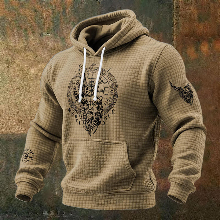 WorldNorse Norse Vegvisir Raven Rune Waffle Hoodie - Brown - US/UK/AU48，EU58 (4XL) - image 5