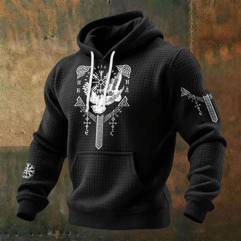 WorldNorse Viking Raven Celtic Knot Waffle Hoodie - Black - US/UK/AU48，EU58 (4XL) - image 0