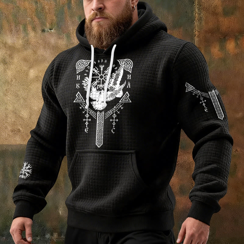 WorldNorse Viking Raven Celtic Knot Waffle Hoodie - image 1