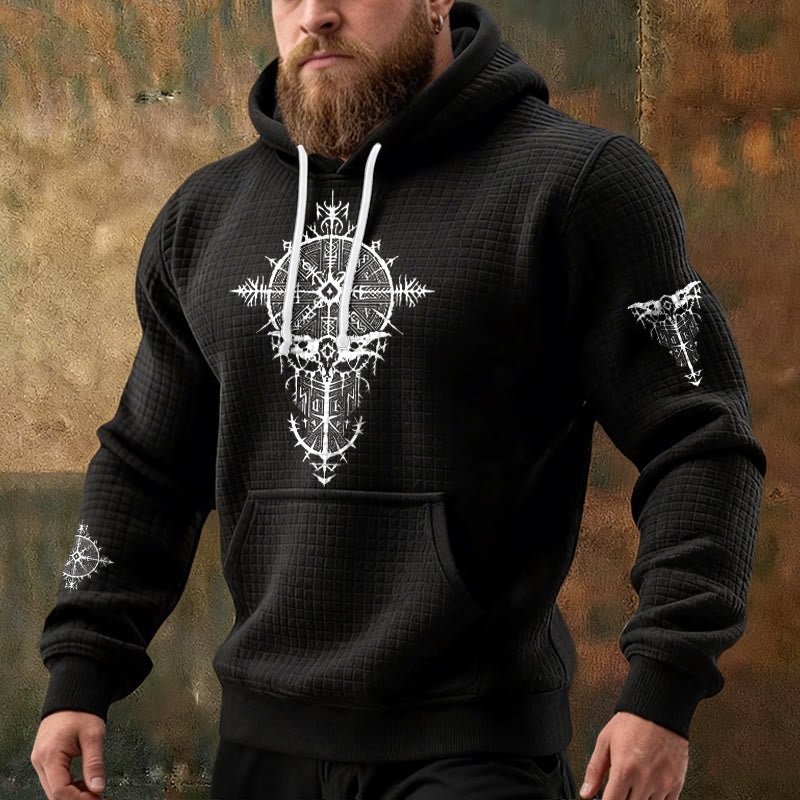 WorldNorse Norse Rune Geometric Waffle Hoodie - image 1
