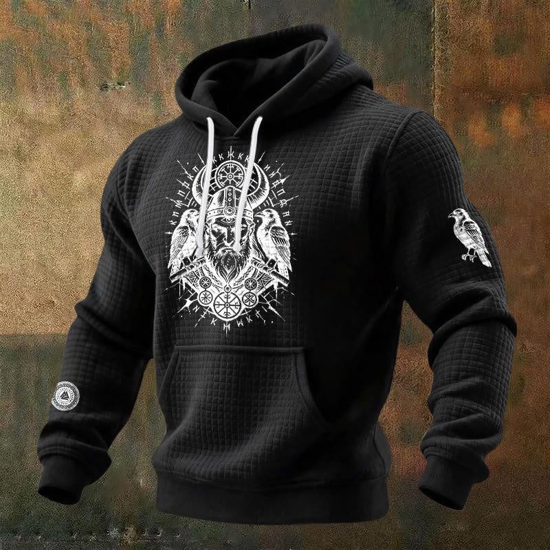 WorldNorse Norse Huginn & Muninn Waffle Hoodie - Black - US/UK/AU48，EU58 (4XL) - image 0