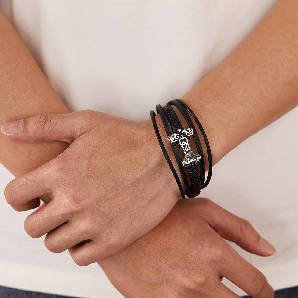 WorldNorse Mjolnir Leather Braided Bracelet - image 9