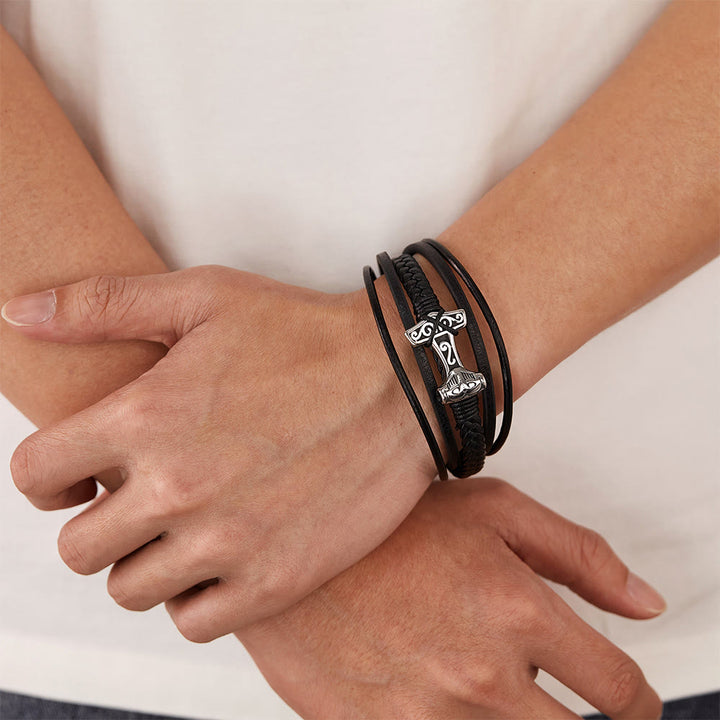 WorldNorse Mjolnir Leather Braided Bracelet - image 9