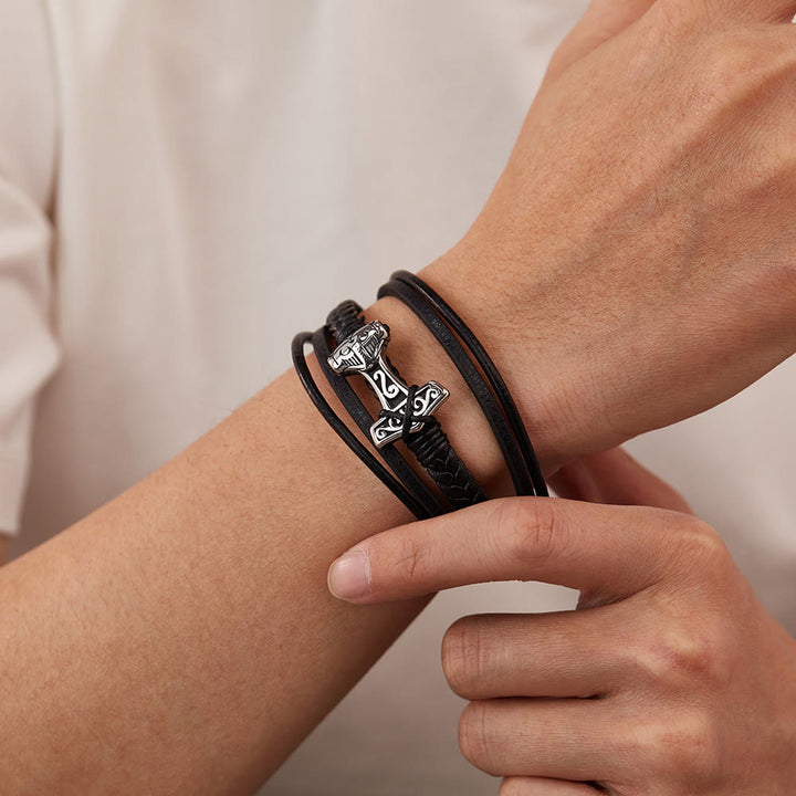 WorldNorse Mjolnir Leather Braided Bracelet - image 10