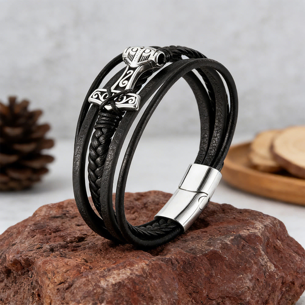 WorldNorse Mjolnir Leather Braided Bracelet - image 2