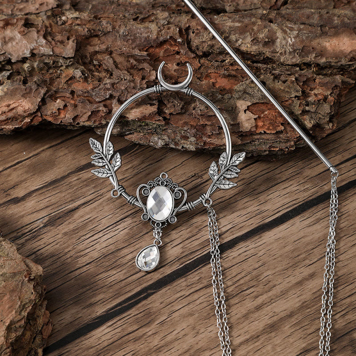 WorldNorse Crescent Leaf Gem Hairpin - White - image 5