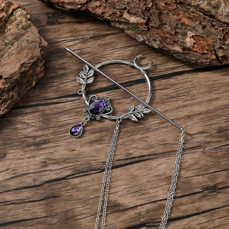 WorldNorse Crescent Leaf Gem Hairpin - Purple - image 6