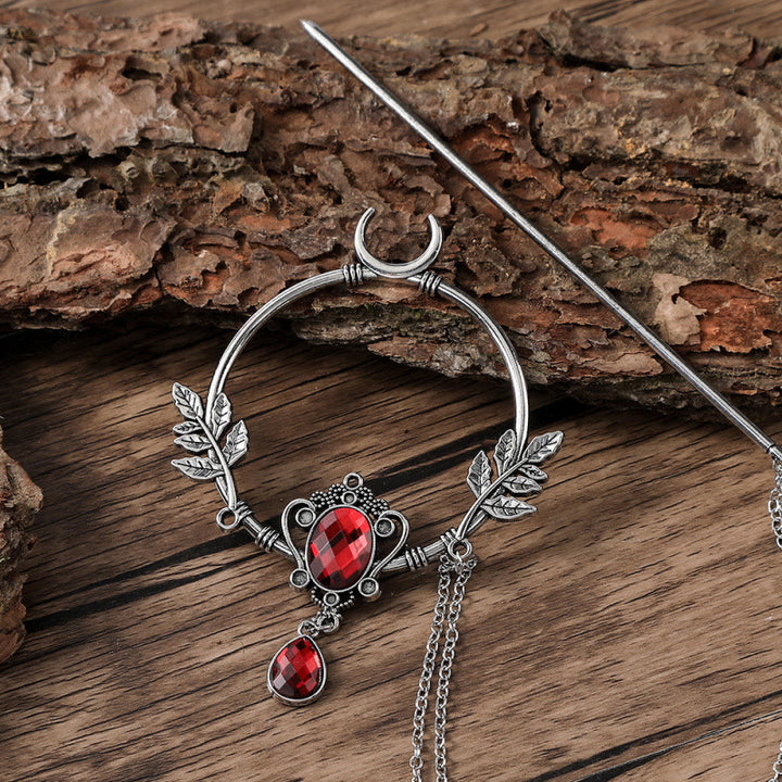 WorldNorse Crescent Leaf Gem Hairpin - image 2