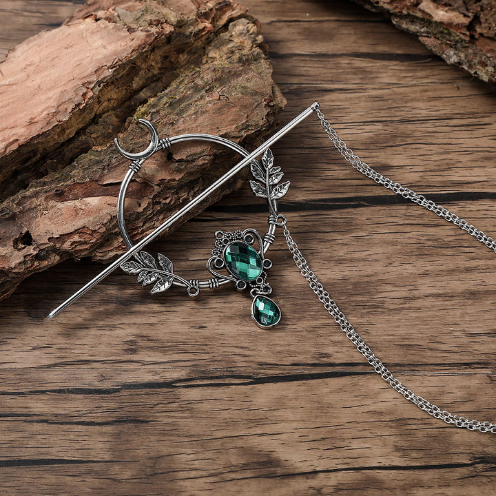 WorldNorse Crescent Leaf Gem Hairpin - image 4