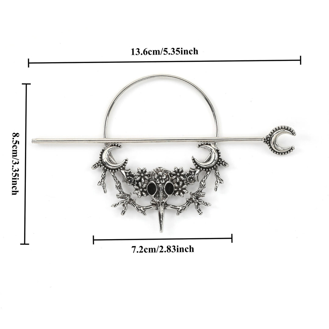 WorldNorse Nordic Raven Skull Moon Hairpin - image 4