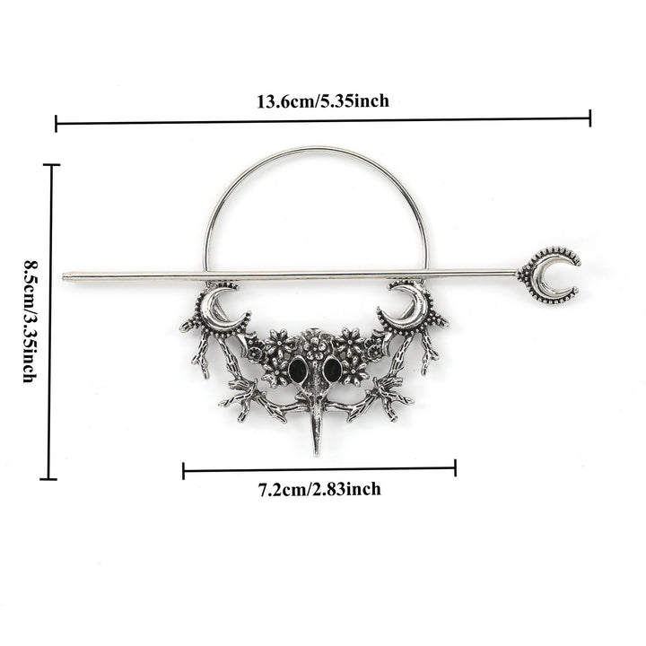 WorldNorse Nordic Raven Skull Moon Hairpin - image 4