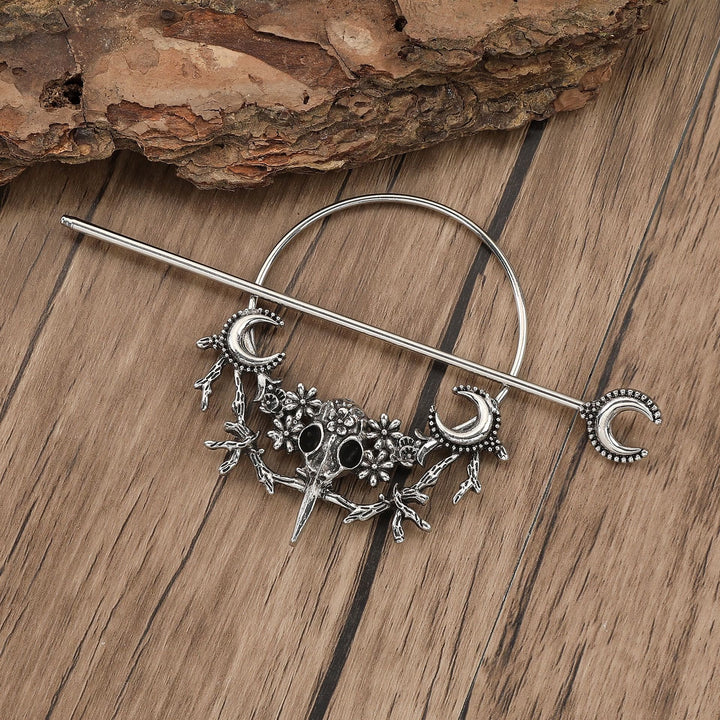 WorldNorse Nordic Raven Skull Moon Hairpin - image 2