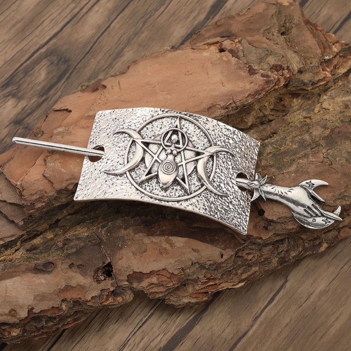 WorldNorse Stag Pentacle Crescent Goddess Hairpin - Moon - image 0
