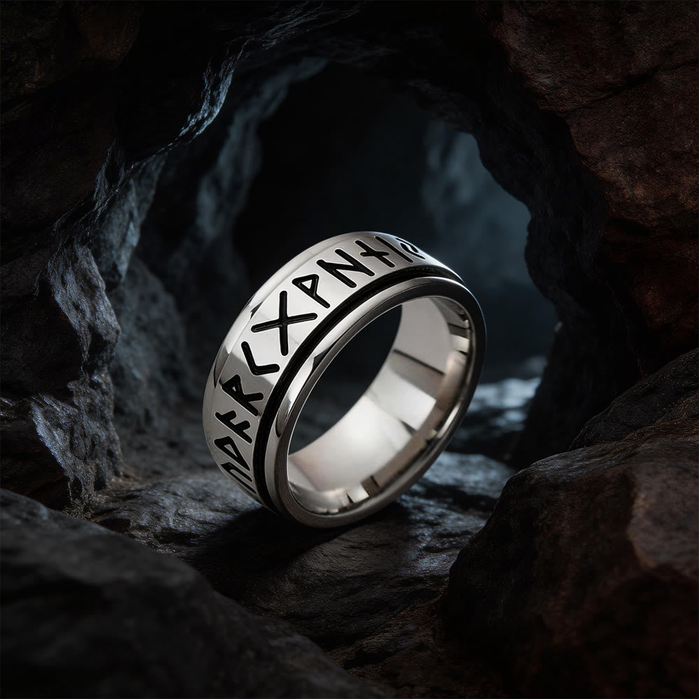WorldNorse Classic Norse Rune Spinnner Ring - Style B#Silver - US 12 - image 7