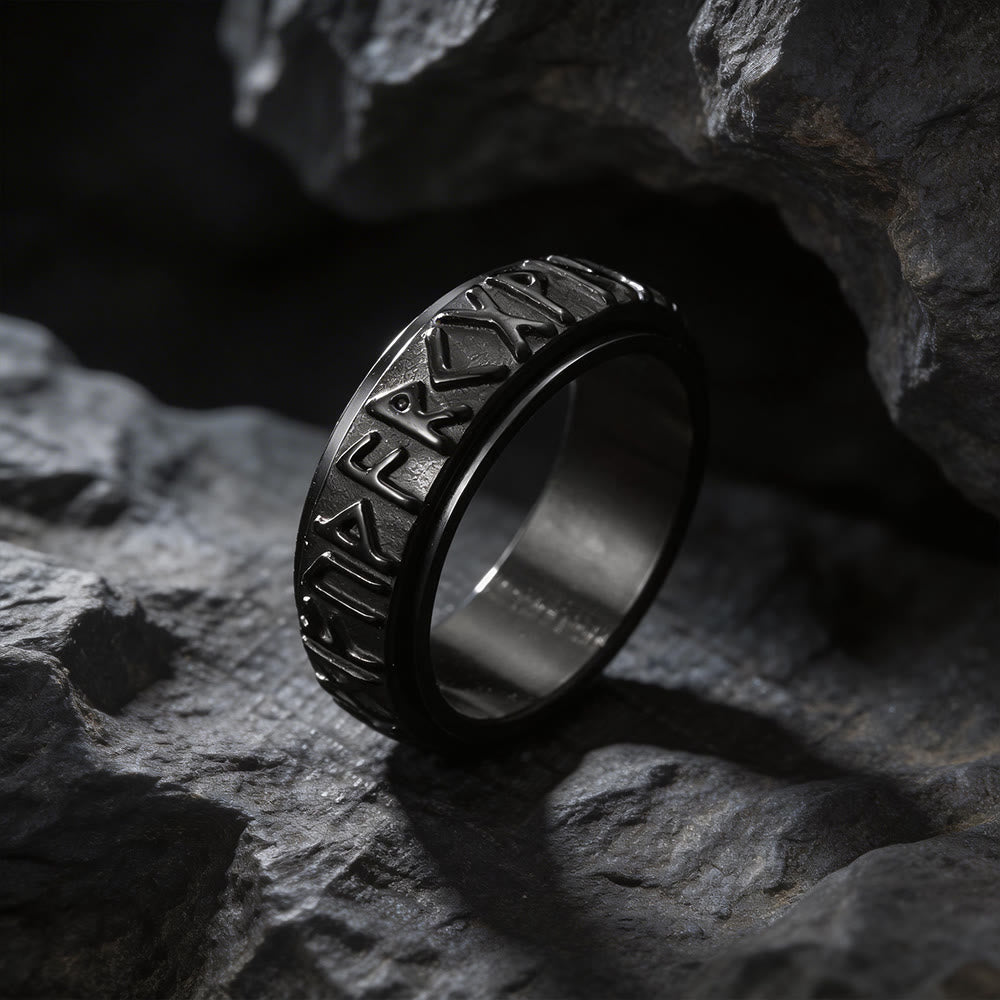 WorldNorse Classic Norse Rune Spinnner Ring - Style C#Black - US 12 - image 15