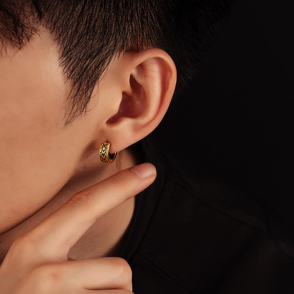 WorldNorse Celtic Braid Vintage Huggie Earrings - image 1