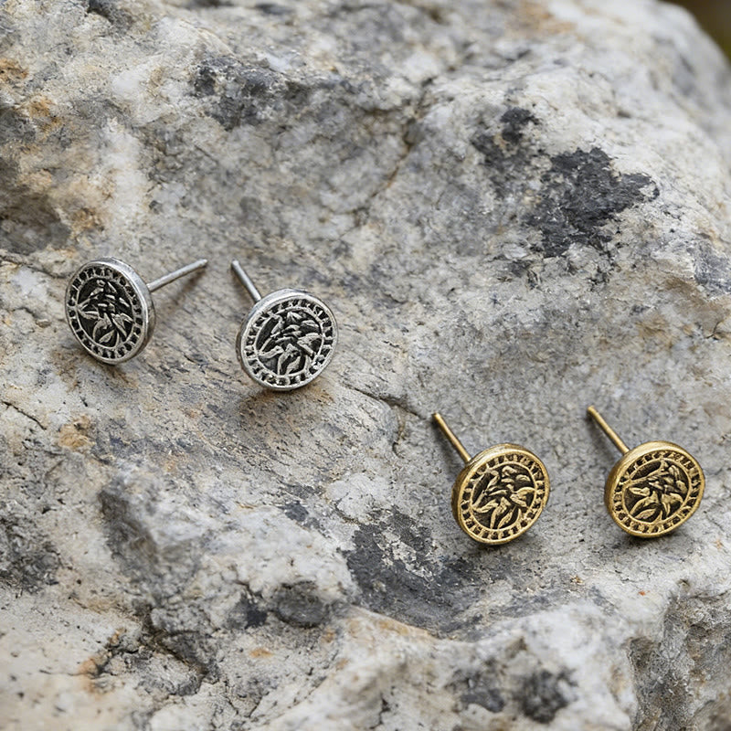 WorldNorse Wolf Carved Vintage Texture Earrings - image 0