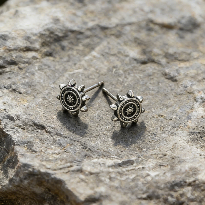 WorldNorse Viking Rudder Textured Rustic Earrings - Retro Silver - image 0