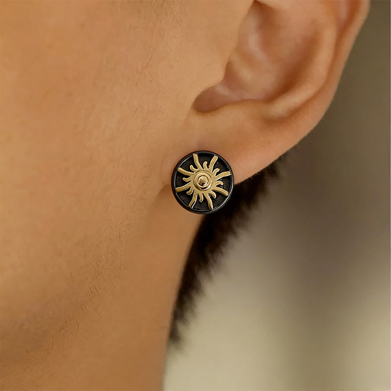 WorldNorse Sun Moon Star Carved Vintage Earrings - image 1