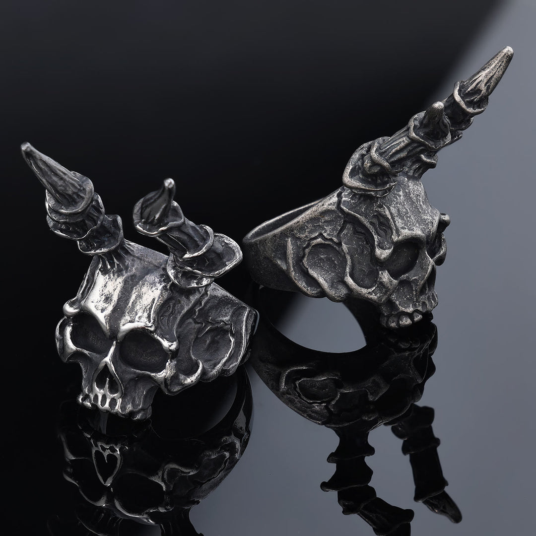 WorldNorse Occult Skull Candle Ring - UK Size Z（US 13） - image 0