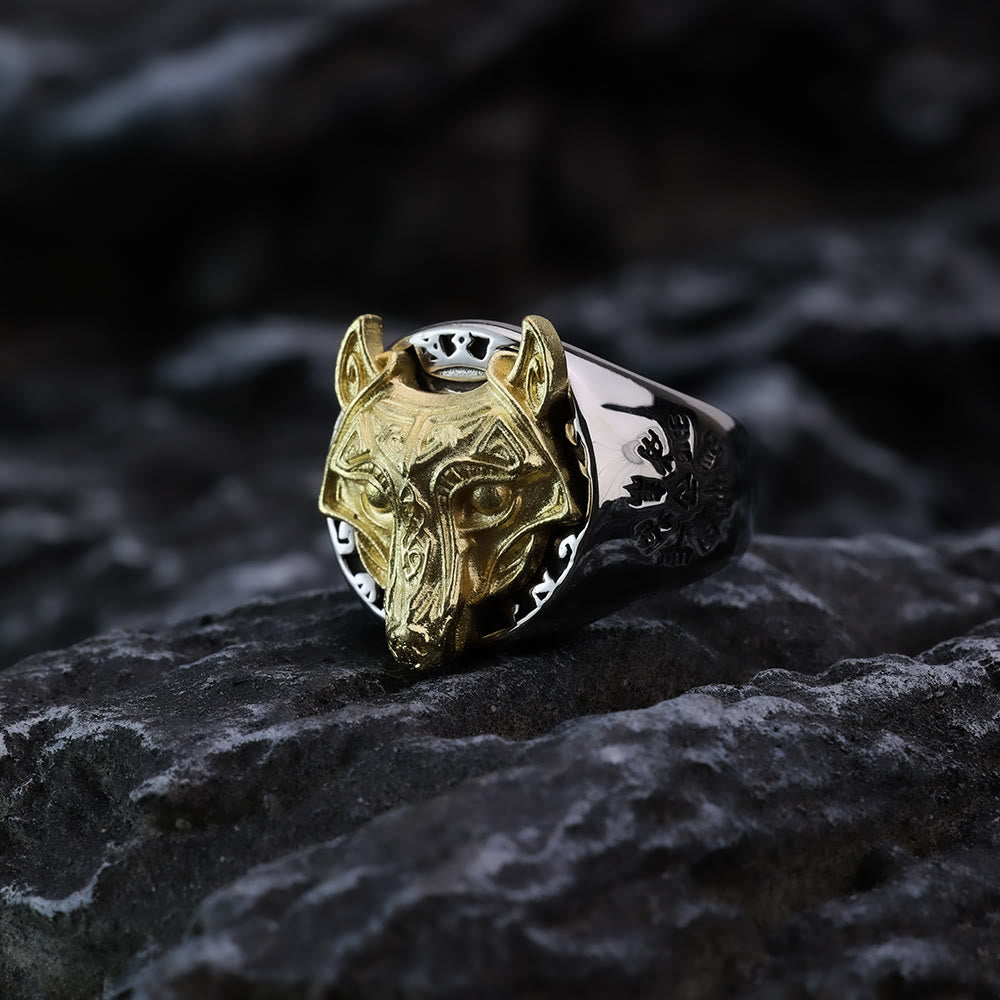 WorldNorse Nordic Vegvísir Wolf Ring - image 1