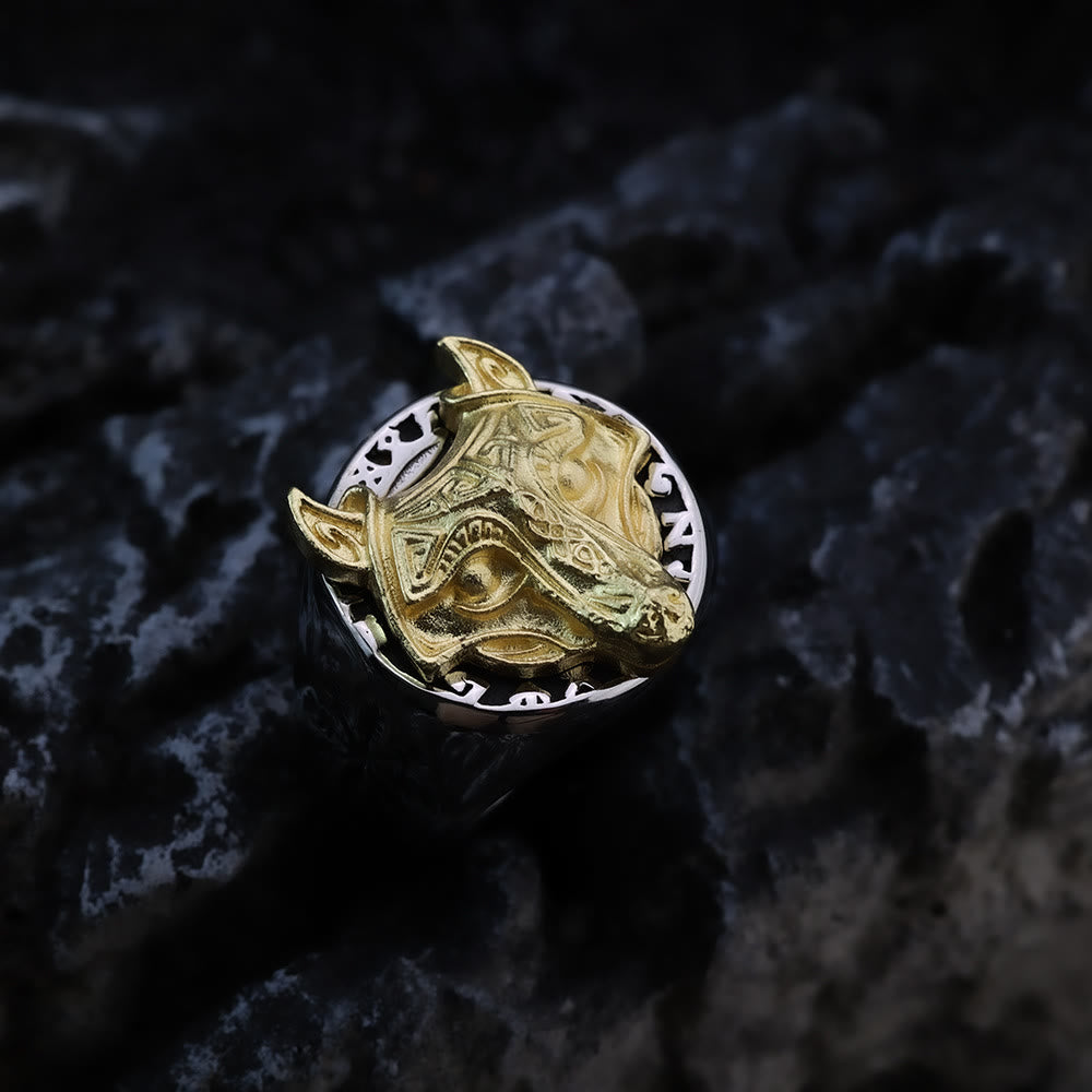 WorldNorse Nordic Vegvísir Wolf Ring - image 2