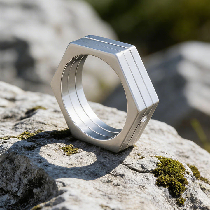 WorldNorse Minimalist Hexagon Band Ring - Sliver - UK Size Z+1（US 14） - image 10