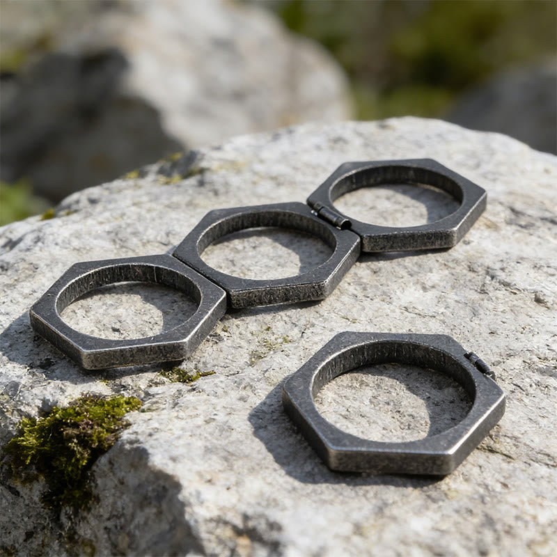 WorldNorse Minimalist Hexagon Band Ring - image 3