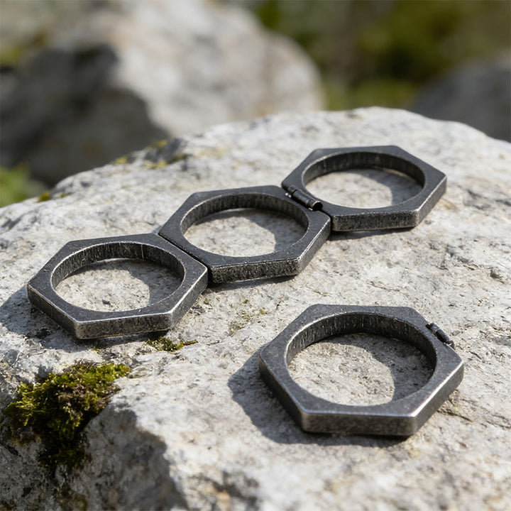 WorldNorse Minimalist Hexagon Band Ring - image 3