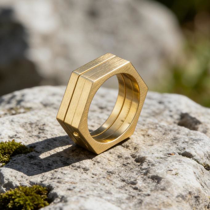 WorldNorse Minimalist Hexagon Band Ring - Gold - UK Size Z+1（US 14） - image 9