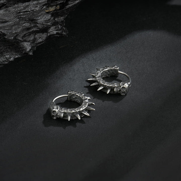 WorldNorse Viking Thorned Skull Huggie Earrings - Skull - image 0